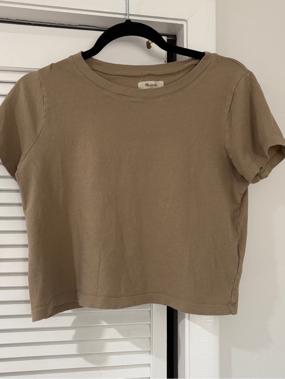 Madewell Women's Short Sleeve Crewneck Basic Tee in Khaki